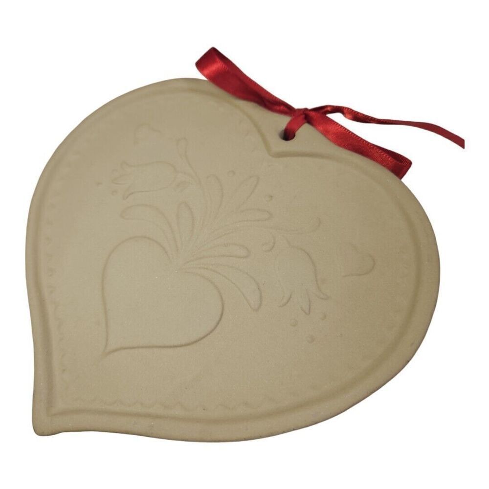 Brown Bag Cookie Art Clay Mold Heart Tulips Folk Art Hill Design, Inc 1986